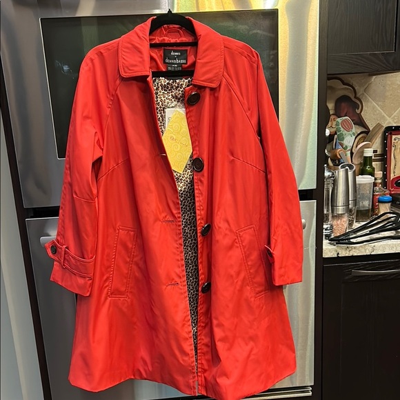 Jones New York Red Trench Coat Vibrant Knee-Length - Picture 1 of 10